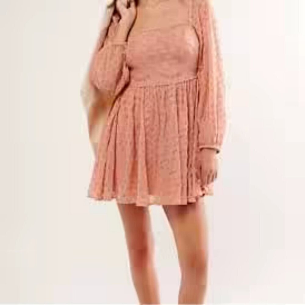 NEW FREE PEOPLE MALINA MINI DRESS IN SUN BLUSH XSMALL